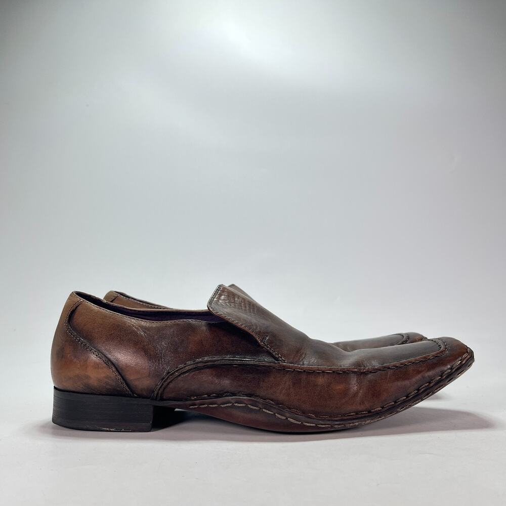 Kenneth Cole Reaction Distressed Brown Leather Slip On Loafers Men's Size 8.5M